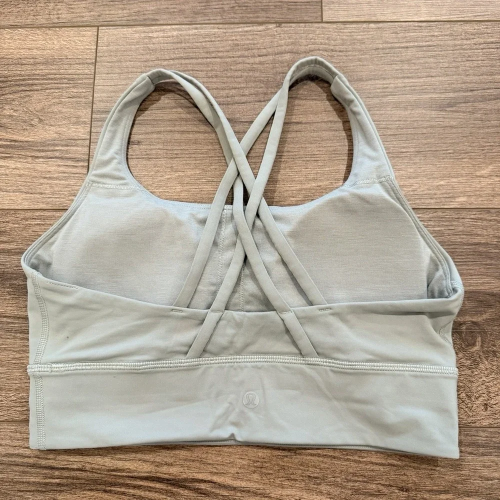 LULULEMON Energy Bra Long Line Bra Bone Strappy Back Size 8, B-D Cup - Picture 2 of 5